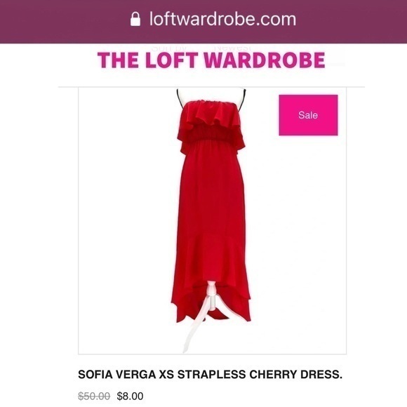 SOFIA VERGA XS STRAPLESS CHERRY DRESS. - Picture 7 of 7
